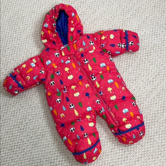 Columbia Other - Columbia pink down puffer Snowsuit with Fun animal Print size 6 months